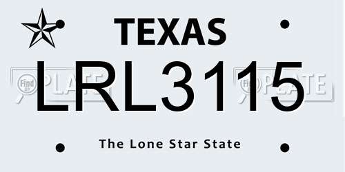 LRL3115 Texas License Plate