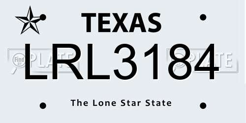 LRL3184 Texas License Plate