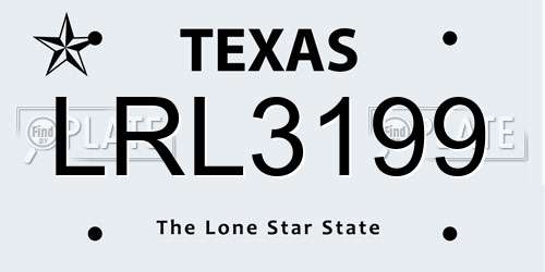 LRL3199 Texas License Plate
