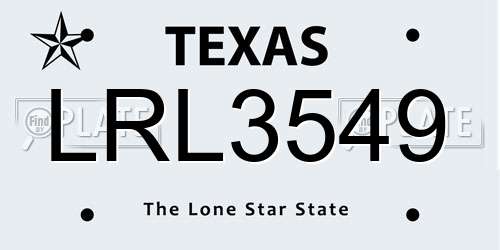 LRL3549 Texas License Plate