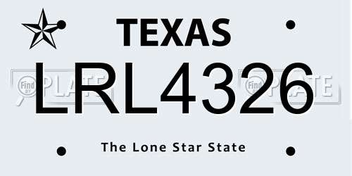 LRL4326 Texas License Plate