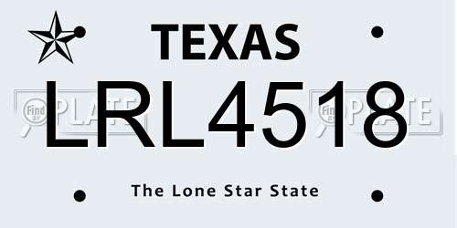 LRL4518 Texas License Plate