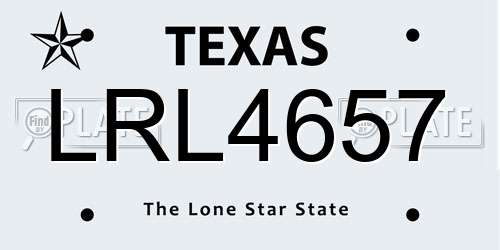 LRL4657 Texas License Plate