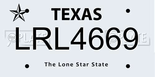 LRL4669 Texas License Plate
