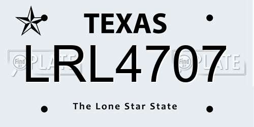 LRL4707 Texas License Plate