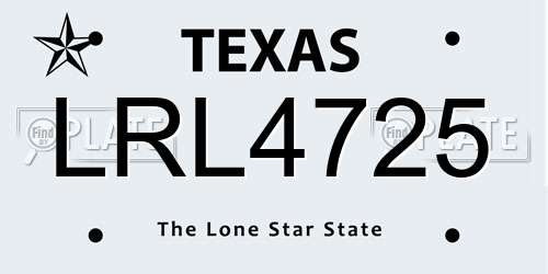 LRL4725 Texas License Plate