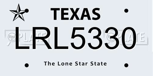 LRL5330 Texas License Plate