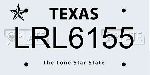 LRL6155 Texas License Plate