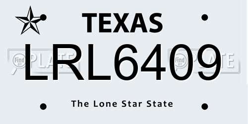 LRL6409 Texas License Plate