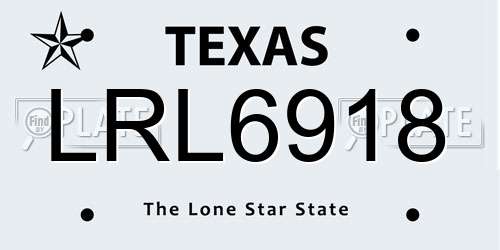 LRL6918 Texas License Plate