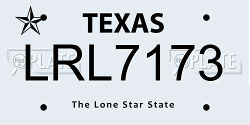 LRL7173 Texas License Plate