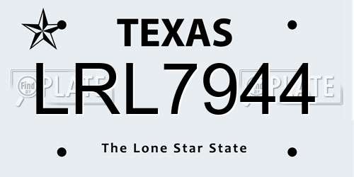 LRL7944 Texas License Plate
