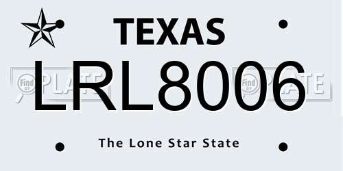 LRL8006 Texas License Plate