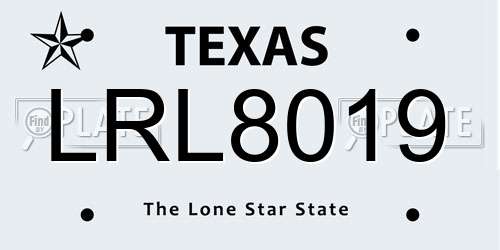 LRL8019 Texas License Plate
