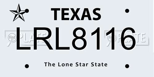 LRL8116 Texas License Plate