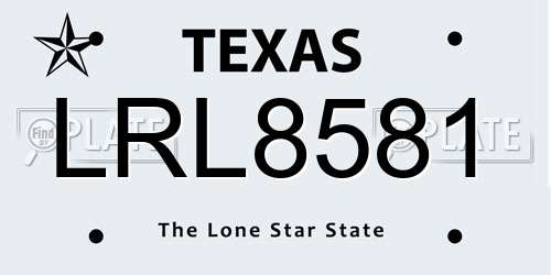 LRL8581 Texas License Plate