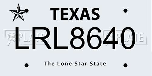 LRL8640 Texas License Plate