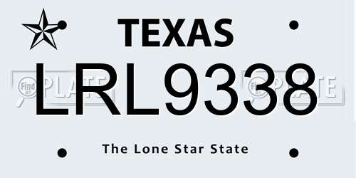 LRL9338 Texas License Plate