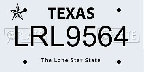 LRL9564 Texas License Plate