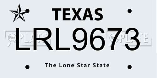 LRL9673 Texas License Plate