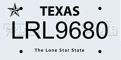 LRL9680 Texas License Plate
