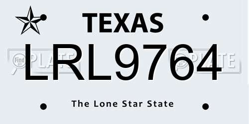 LRL9764 Texas License Plate
