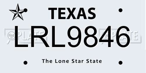 LRL9846 Texas License Plate