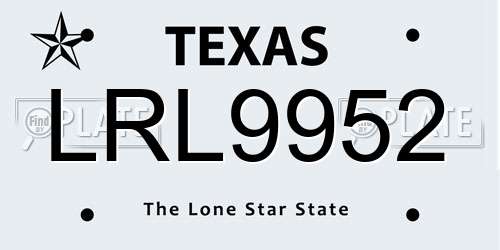 LRL9952 Texas License Plate