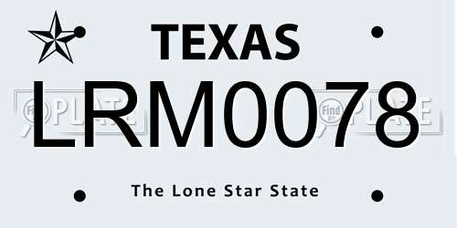 LRM0078 Texas License Plate