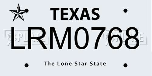 LRM0768 Texas License Plate
