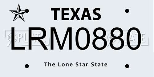 LRM0880 Texas License Plate