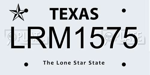 LRM1575 Texas License Plate