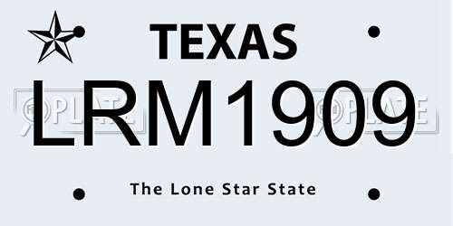 LRM1909 Texas License Plate