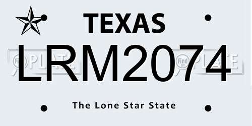 LRM2074 Texas License Plate