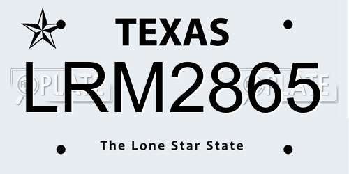 LRM2865 Texas License Plate