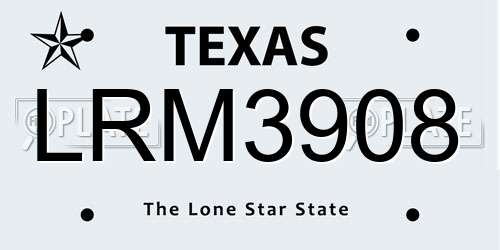 LRM3908 Texas License Plate