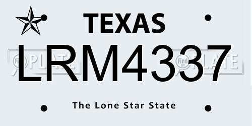 LRM4337 Texas License Plate