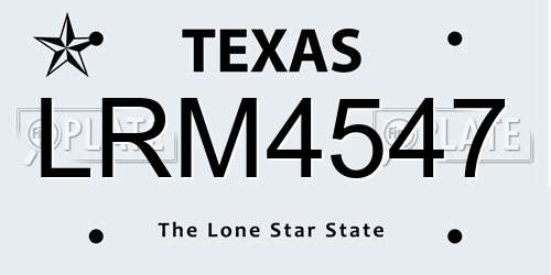 LRM4547 Texas License Plate