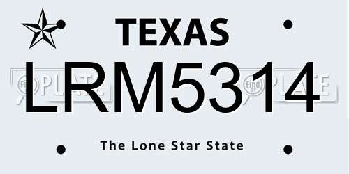 LRM5314 Texas License Plate
