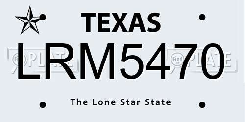 LRM5470 Texas License Plate