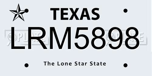 LRM5898 Texas License Plate