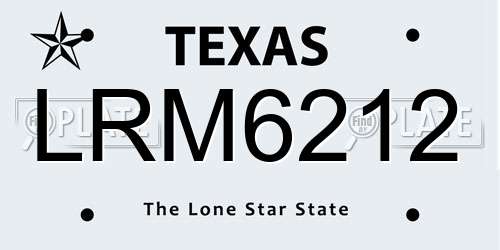 LRM6212 Texas License Plate