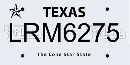 LRM6275 Texas License Plate