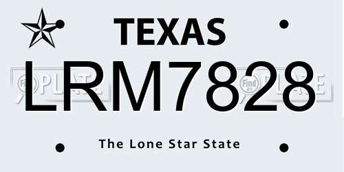 LRM7828 Texas License Plate