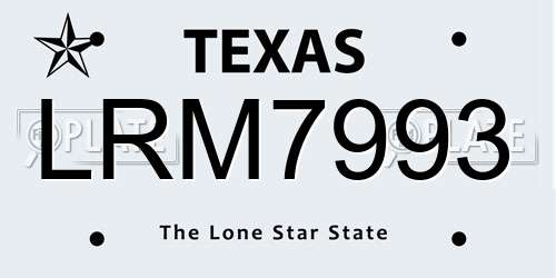 LRM7993 Texas License Plate