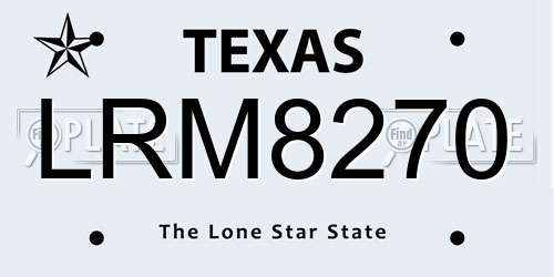 LRM8270 Texas License Plate
