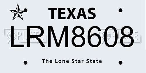 LRM8608 Texas License Plate