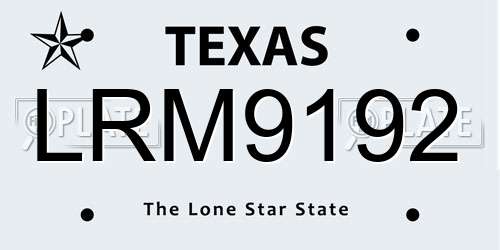 LRM9192 Texas License Plate