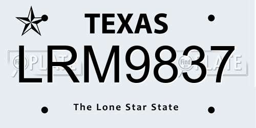 LRM9837 Texas License Plate