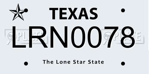 LRN0078 Texas License Plate